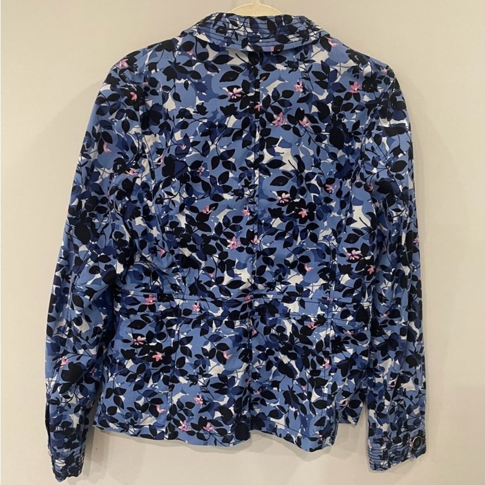 CHARTER CLUB Women’s Blue Floral Cotton Long Sleeve Button Up Jacket